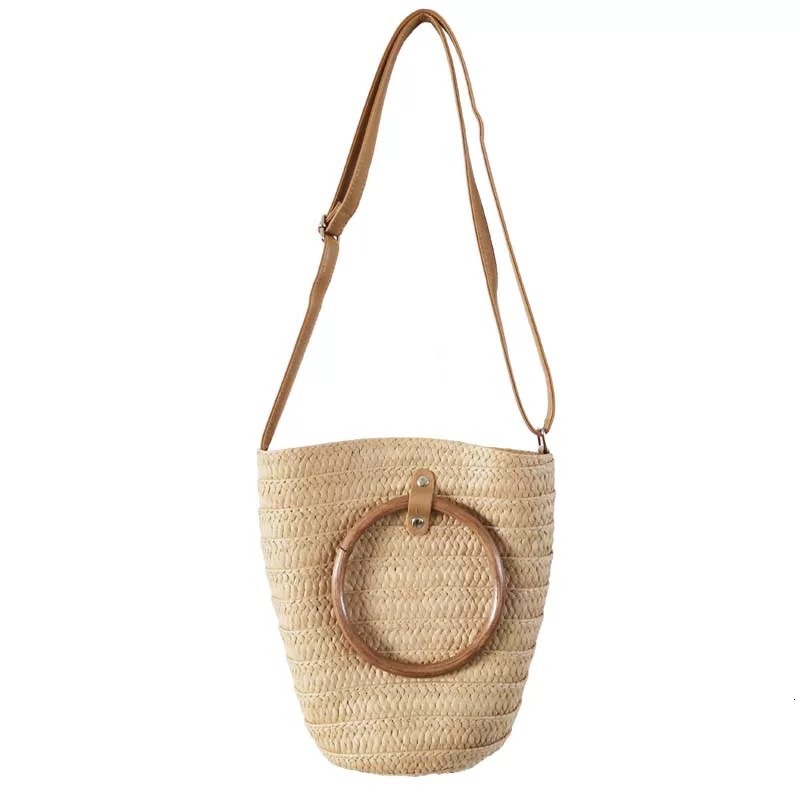 2025 Autumn New Women's Shoulder Bag Cylindrical Straw Weaving Large Capacity Handbag Designer's Bag Women's Crossbody Bag