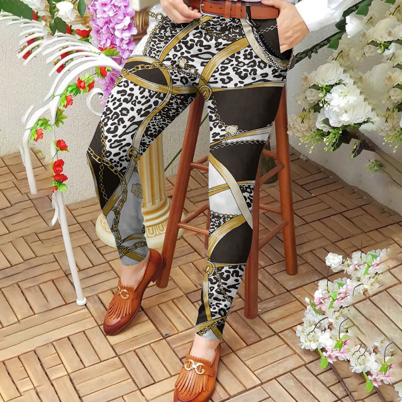 2025 New men's long pants with digital printing casual mid-waist pencil pants slimming straight pants for men European size :S-3XL