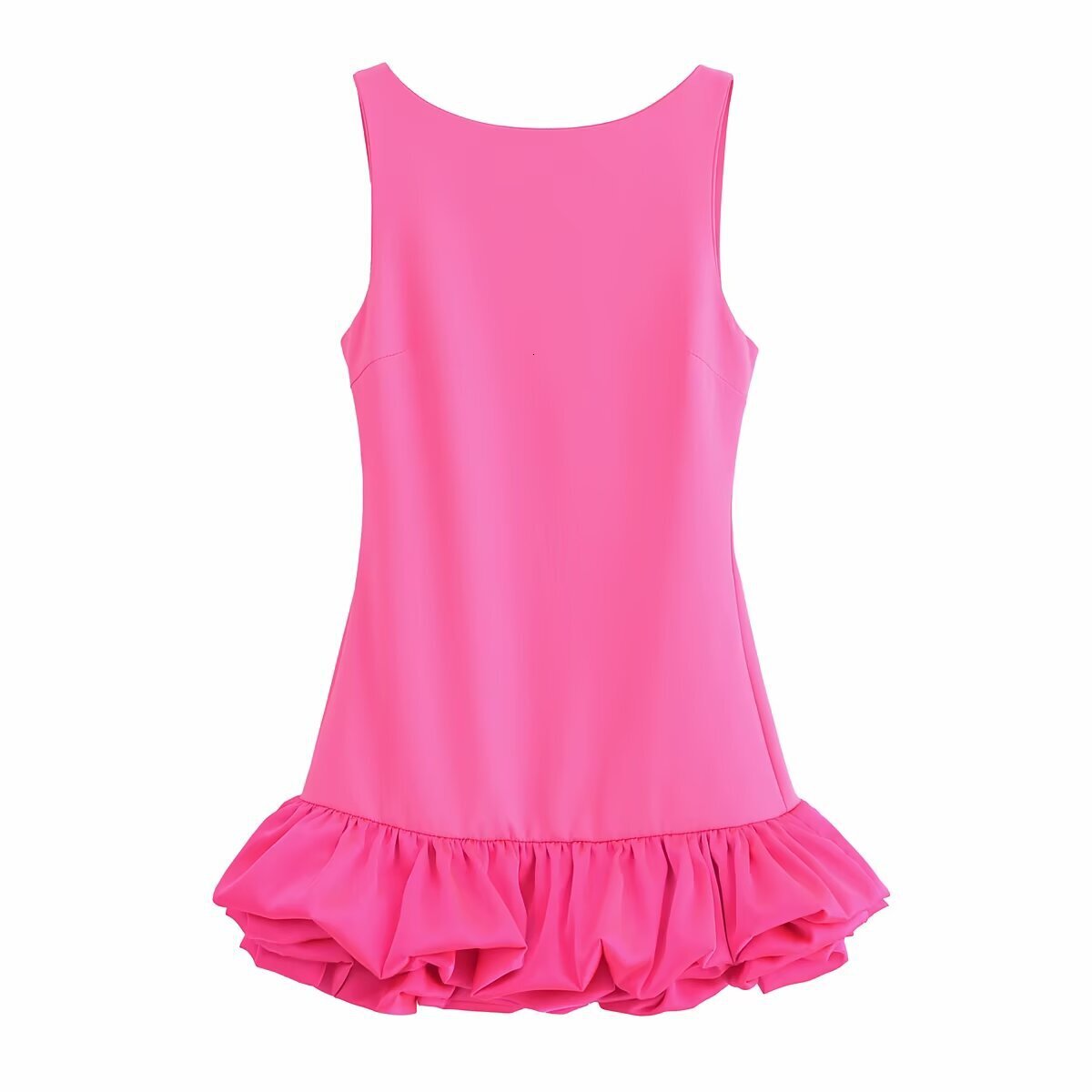 2025 Summer New Women's Fashion fashion Solid Color Sleeveless Ruffle Short Skirt New Designer