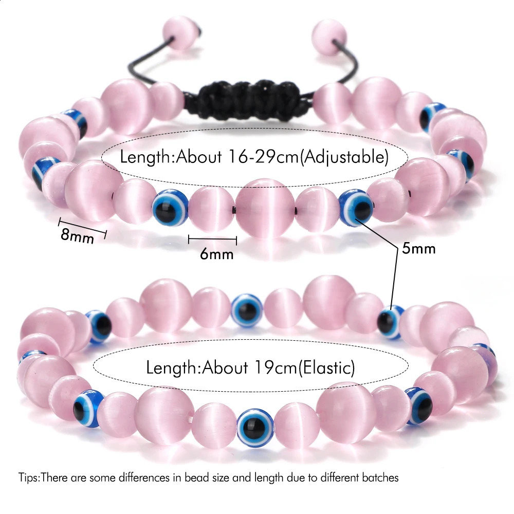 Blue Beaded Bracelets Natural Cat Eye Stone 6 8mm Opal Men Bangles Adjustable Women Bracelet Lucky Yoga Jewelry Gifts 250805