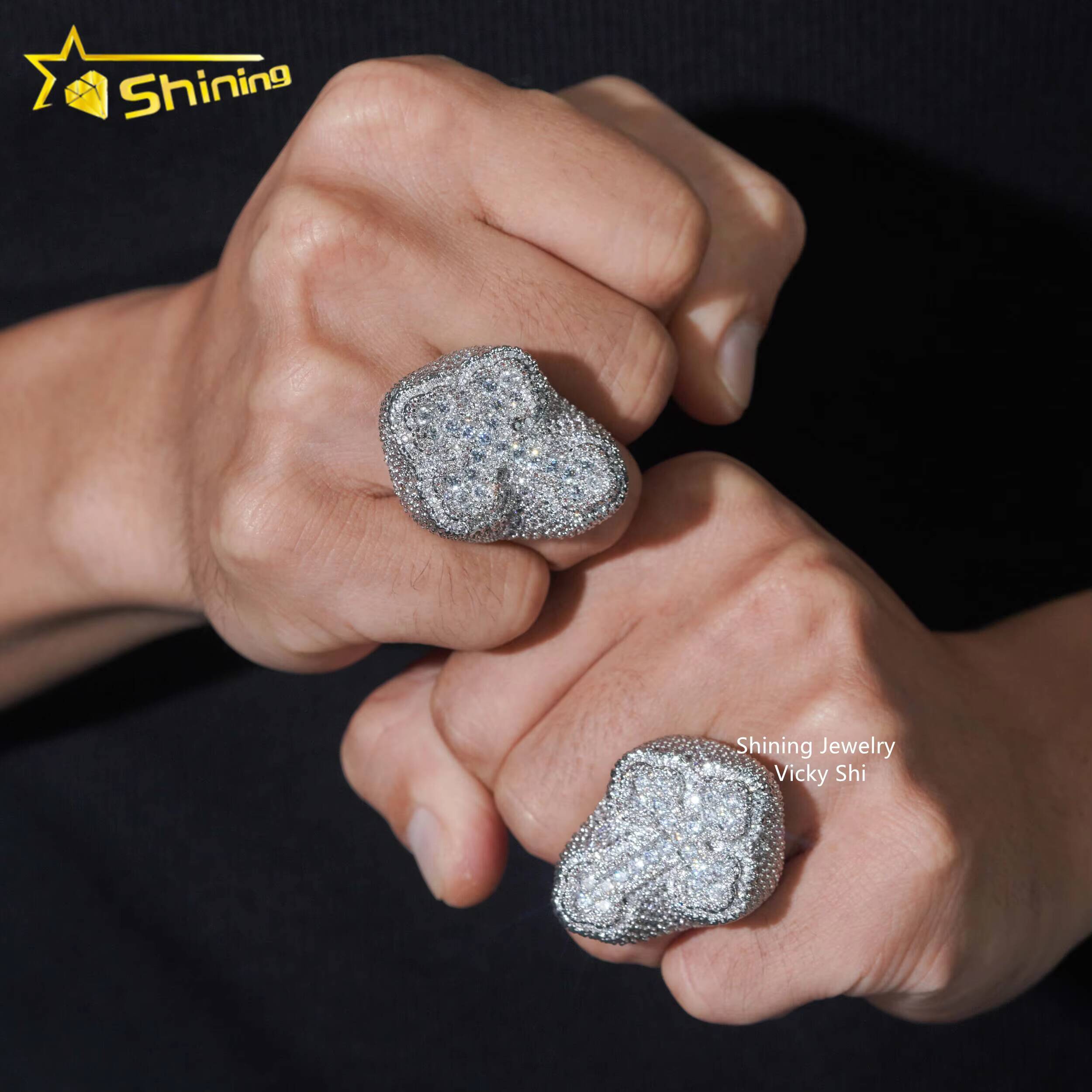 Fast Shipping Iced Out Hip Hop Ring Men Fashion Brass Cubic CZ Diamond Cross Ring Luxury Style Wedding Engagement Rings