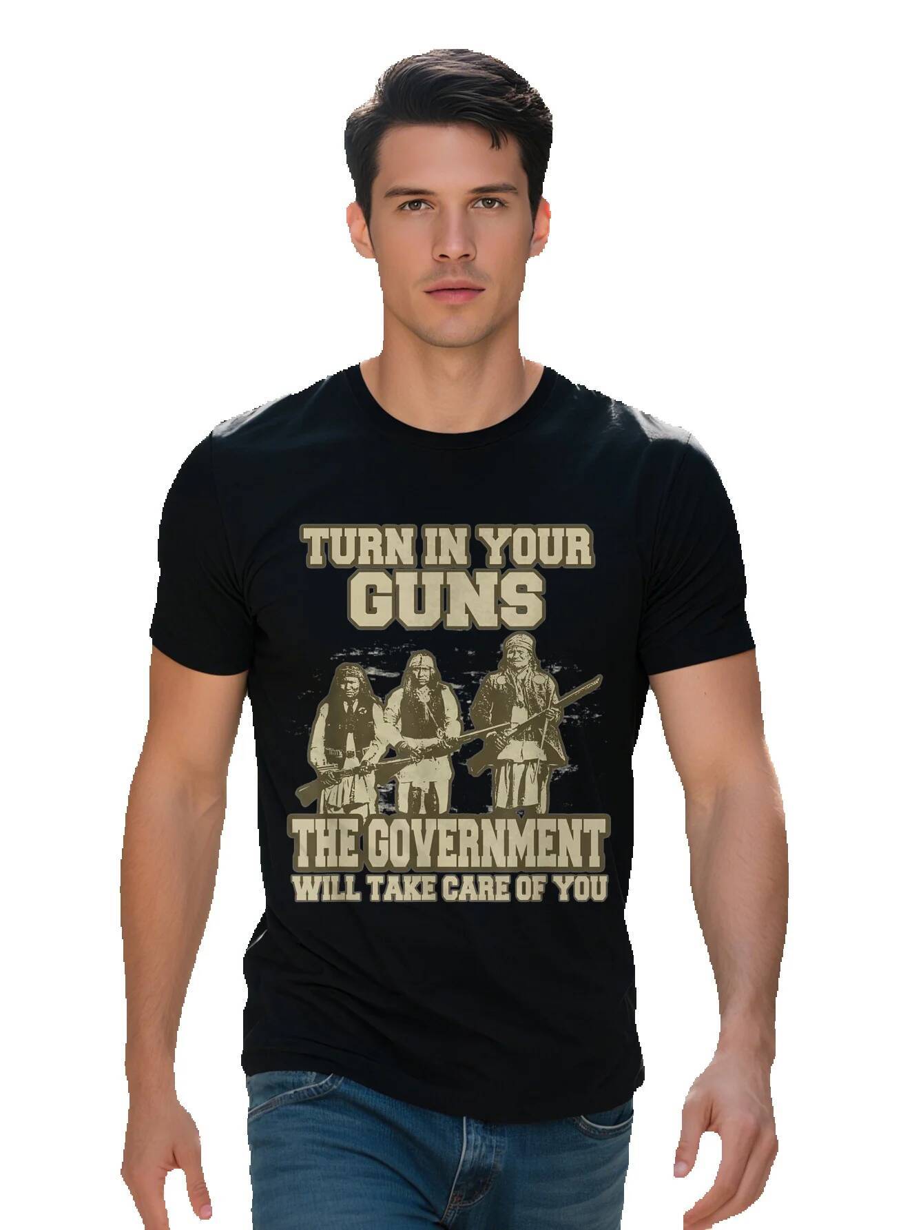 Men s g Cotton Graphic T Shirt Turn In Your GVNS The Government Will Take Care Of You Vintage Slogan 8edf6 eeb4e
