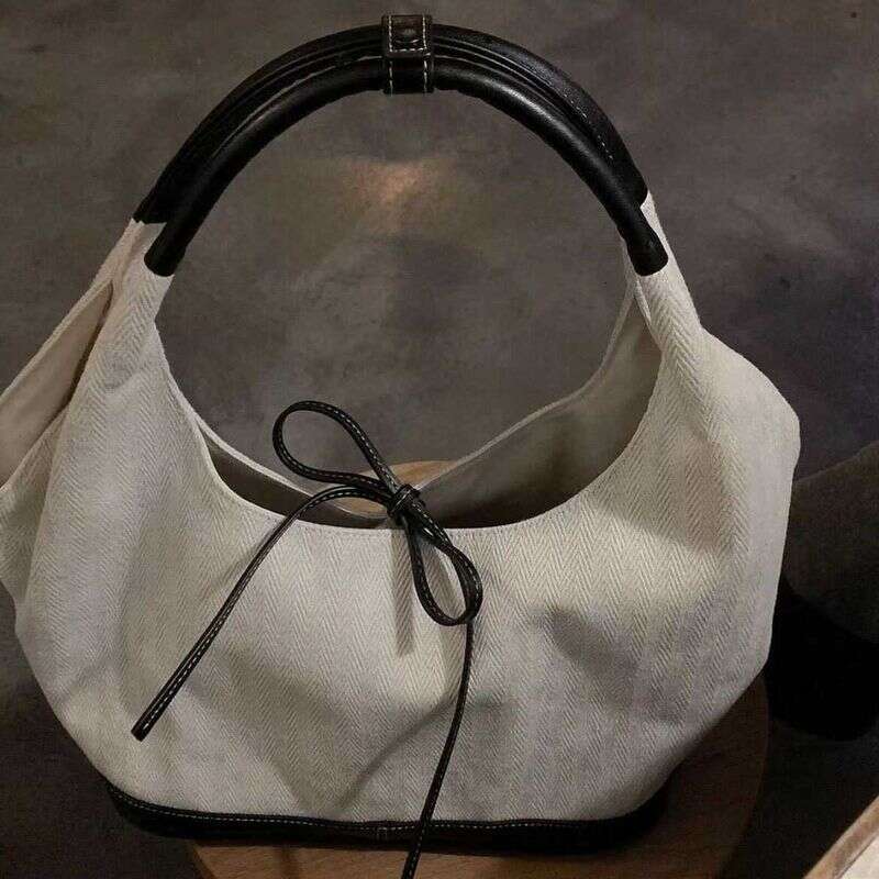 Single Shoulder Canvas For Women 2024 New Korean Version Simple Office Small Carrying Underarm Commuter Bag