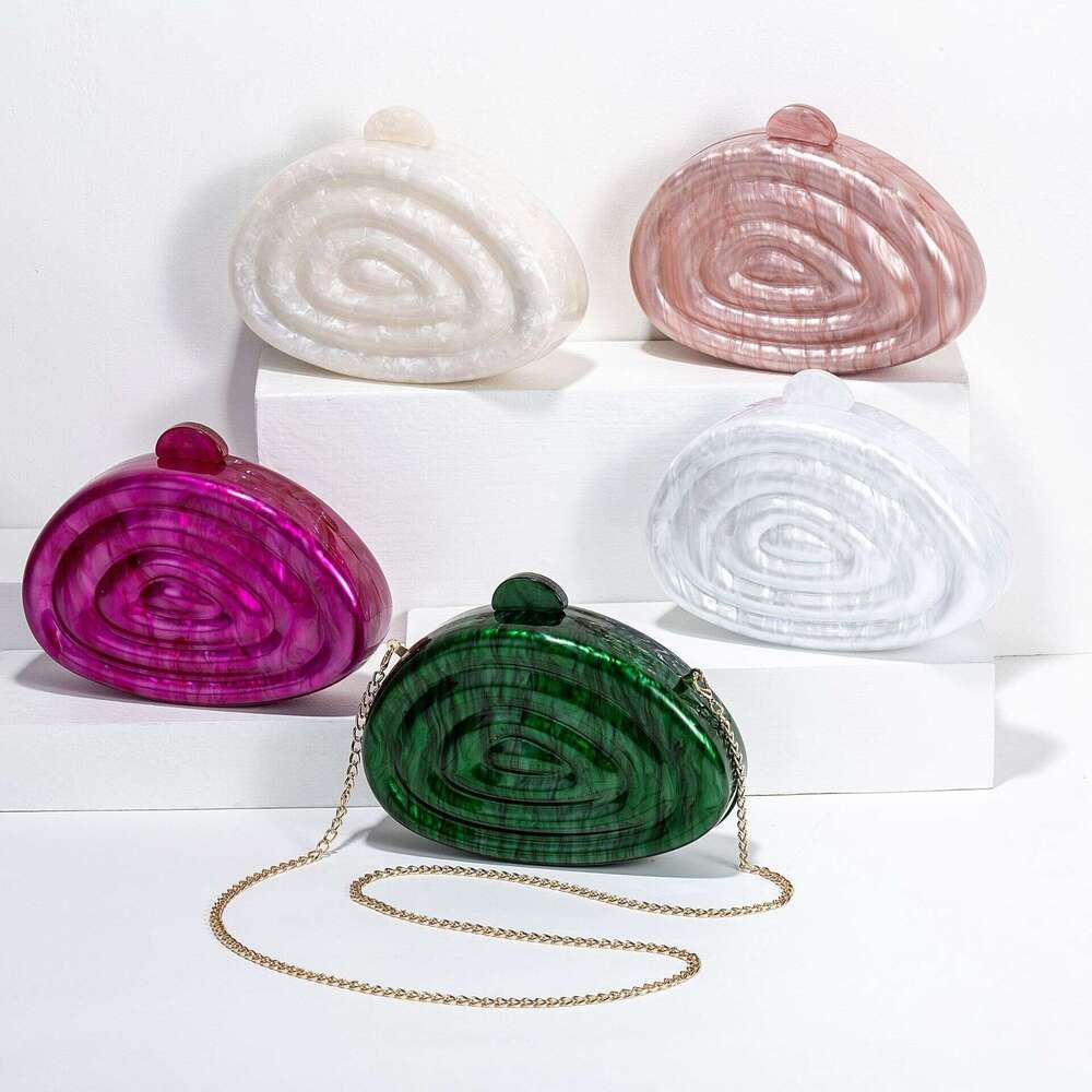 Women's New Shell Press Acrylic Evening Single Shoulder Crossbody Wedding Banquet Clutch Bag