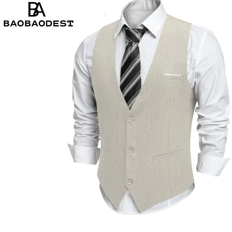 Mens VNeck Suit Vest with Pockets | FormalCasual Waistcoat for WeddingBusinessTuxedo Gilet Style Office Wear 250809