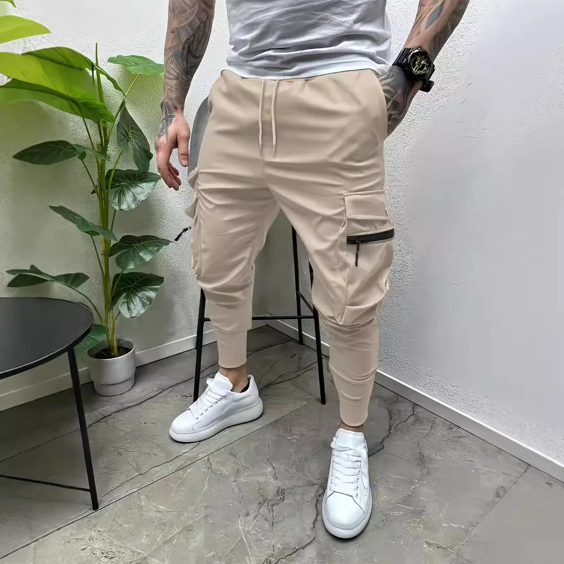 Mens Casual MultiPocket Slim Fit Cargo Pants 250729