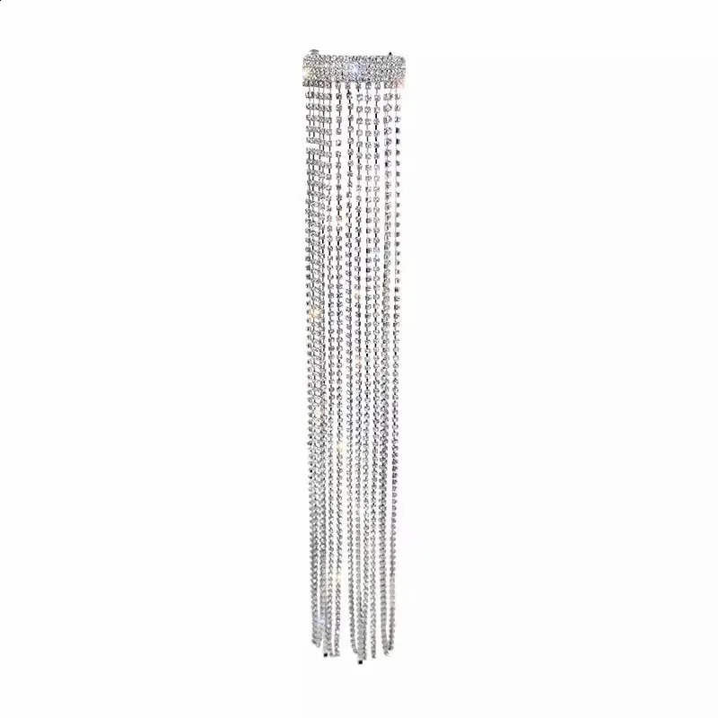 XIALUOKE Vintage Shine Full Hairpins For Women Bijoux Long Tassel Crystal Hair Barrettes Wedding Banquet Jewelry 250804
