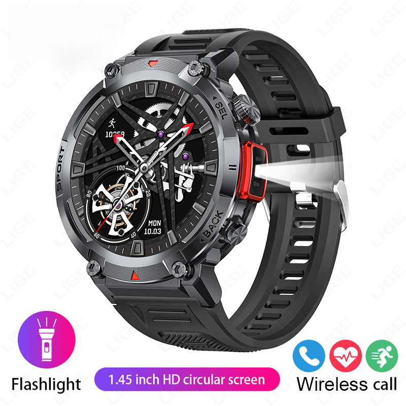 New S100 Outdoor Smart Watch Bluetooth Call Flashlight Information Push Sports Waterproof Watch