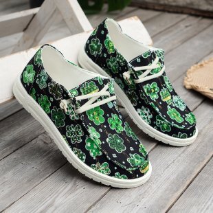 2025 New Designer Women's Large-sized All-season Canvas Men's Shoes Breathable Clover-printed Colorful Export Sports Flat Casual Shoes For E