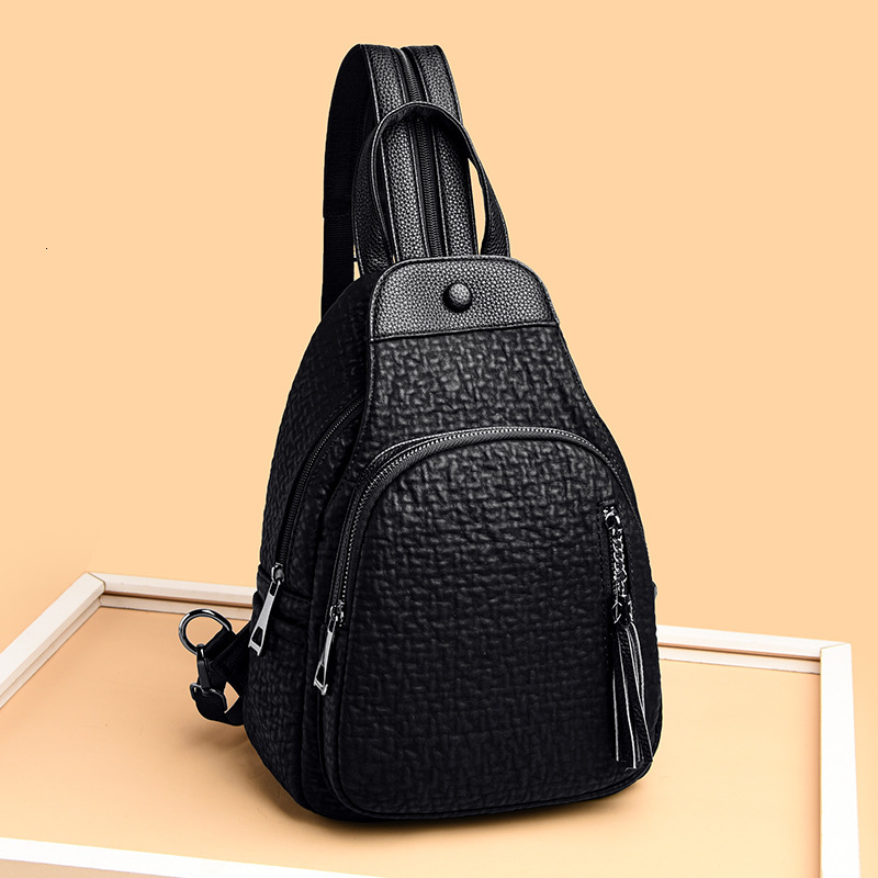 Women's Chest Bag New Fashion Soft Leather Casual Multifunctional Student Small Backpack ddmymoon