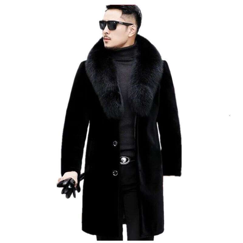 Clothing Mid-Length One Body Mink Fur And Fleece Thick Warm Men's Coat