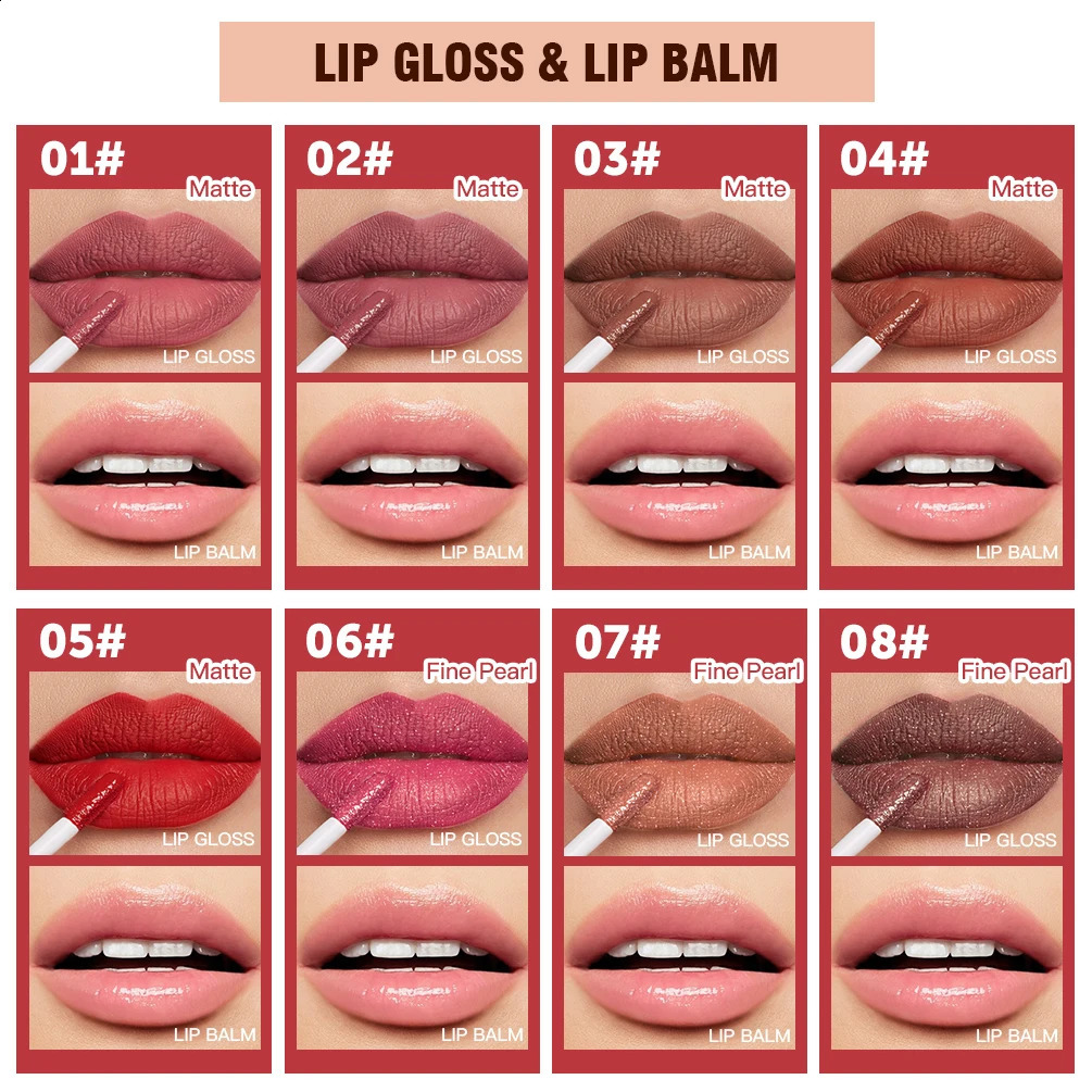 8 Colors Matte Liquid Lipstick Lipgloss Waterproof Double Head Lip Balm -Cracking Makeup Plumper Lip Cosmetics 250809