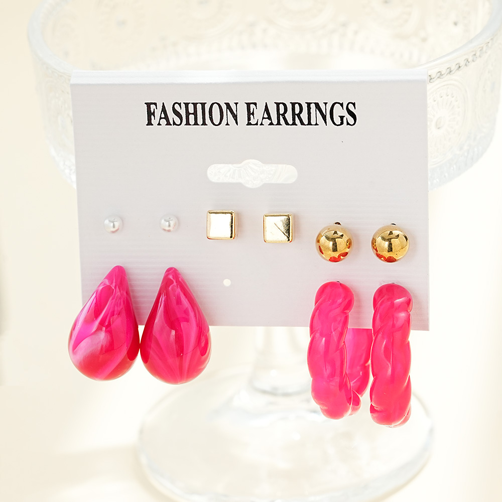Fashionable accessory set: petal earrings and exaggerated colorful stud earrings set