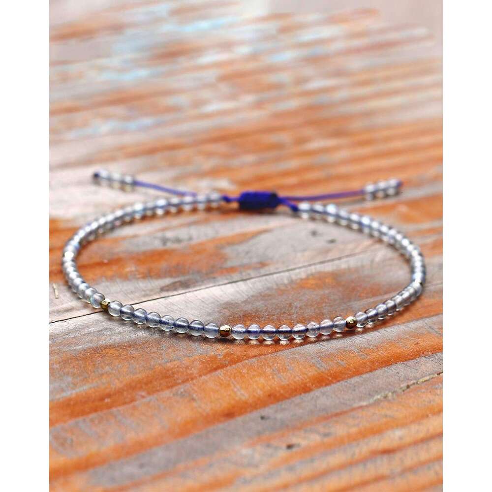 Gemstone Anklet Bracelet for Women Beaded Stone Healing Energy Crystal Beach Foot Jewelry Adjustable(8.5-10 Inches)