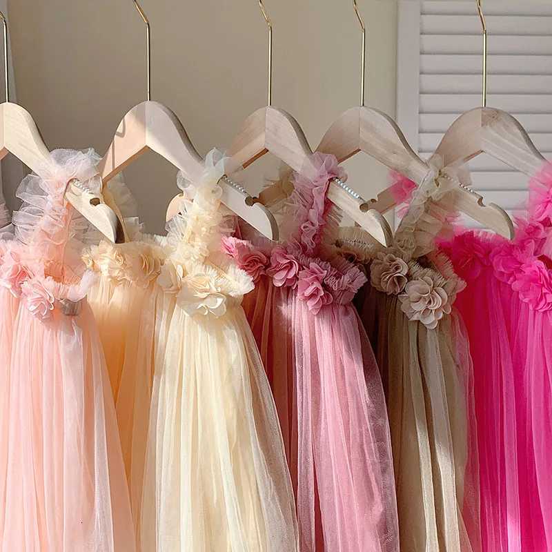 MILANCEL New Summer Kids Sweet Mesh Dress Girls 6 Colors Suspended Floral Beach Skirt Children Tutu Princess Dress W250811