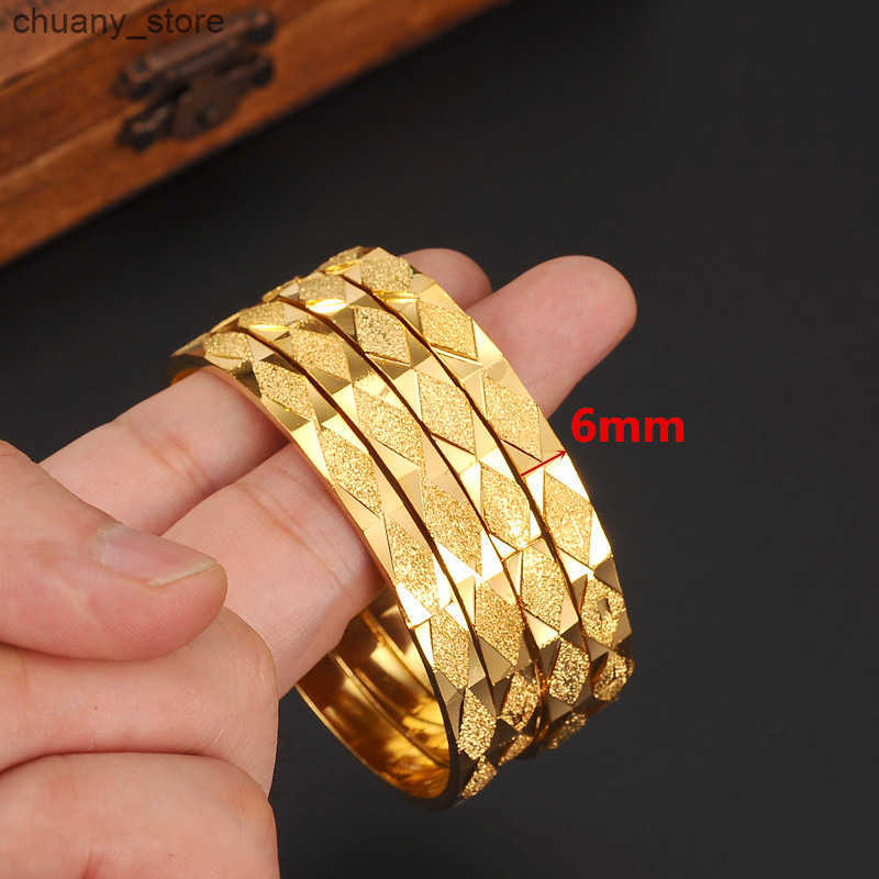 4PCS 18K 65MM Gold Color Dubai Openable Bangle Women Arab Ethiopian Mesh s Wedding Jewelry African Wedding Party Gifts L250811