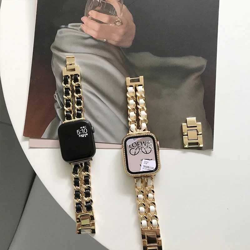 Luxury Metal Leather Strap For Apple Watch Band 49mm 41mm 45mm 38mm 42mm 44mm 40mm Women Bracelet For iWatch Ultra 8 7 SE 6 5 4 W250811