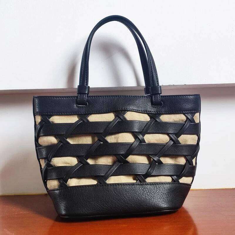 Chinese Style Small Tote Bags For Women Designer Handbags And Purses 2025 New In PU Hand Woven Hollow Top Handle Shoulder