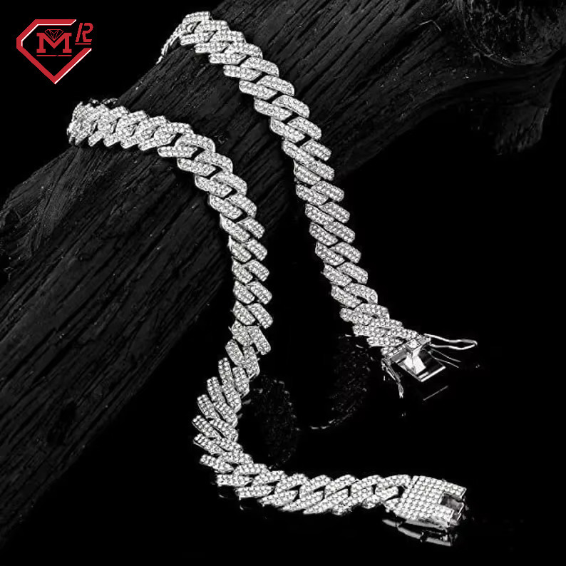 Popular Necklace Cuban Link Chain 925 Silver 14mm Hiphop Jewelry Vvs Iced Out Moissanite Cuban Chain