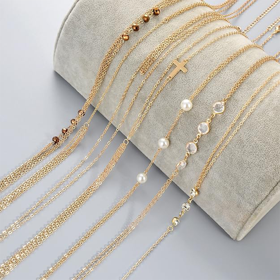 6Pcs Sexy Body Chain Belly Waist Chain Necklace Summer Beach Bikini Bra Body Jewelry for Women Gold Tone