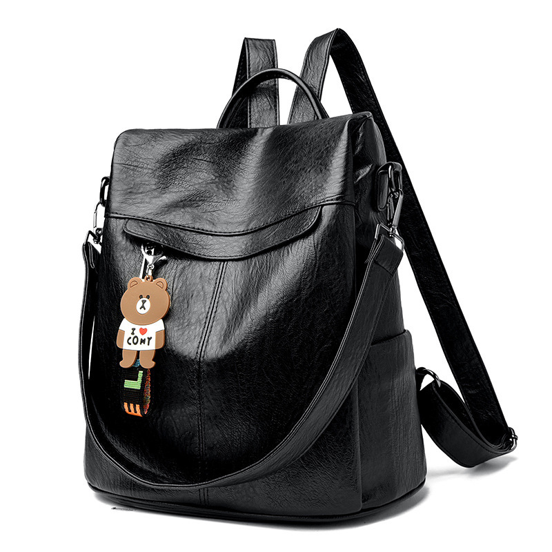 Anti-theft Women 2025 New PU Soft Leather School Bag Fashion Casual Large Capacity Travel Multi-use Backpack ddmymoon