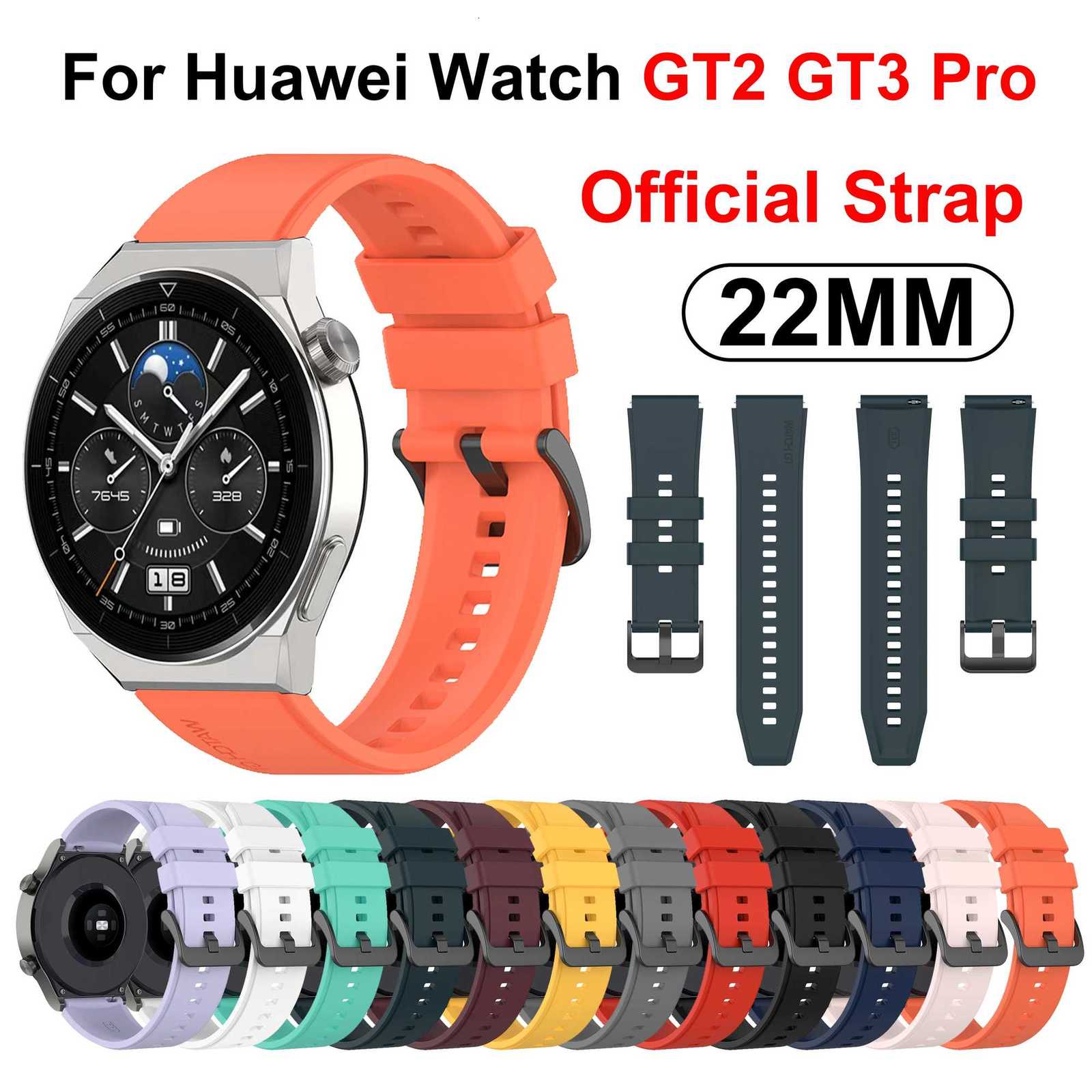 22mm Official Silicone Band For Huawei Watch GT 2 3 Pro Straps Original Watchband For Huawei GT2 GT3 GT4 Pro 46mm Wrist Bracelet W250811