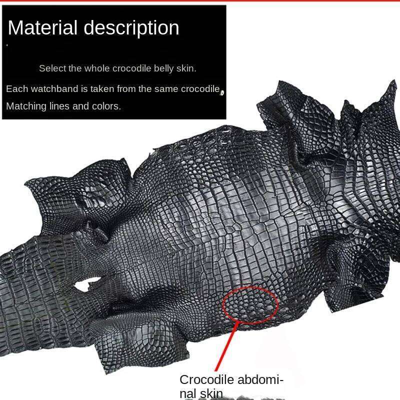 High Quality Crocodile Skin Watchband 18Mm 19Mm 20Mm 22Mm 23Mm Men Watch Strap Genuine Leather Bracelet Stainless Steel Buckle