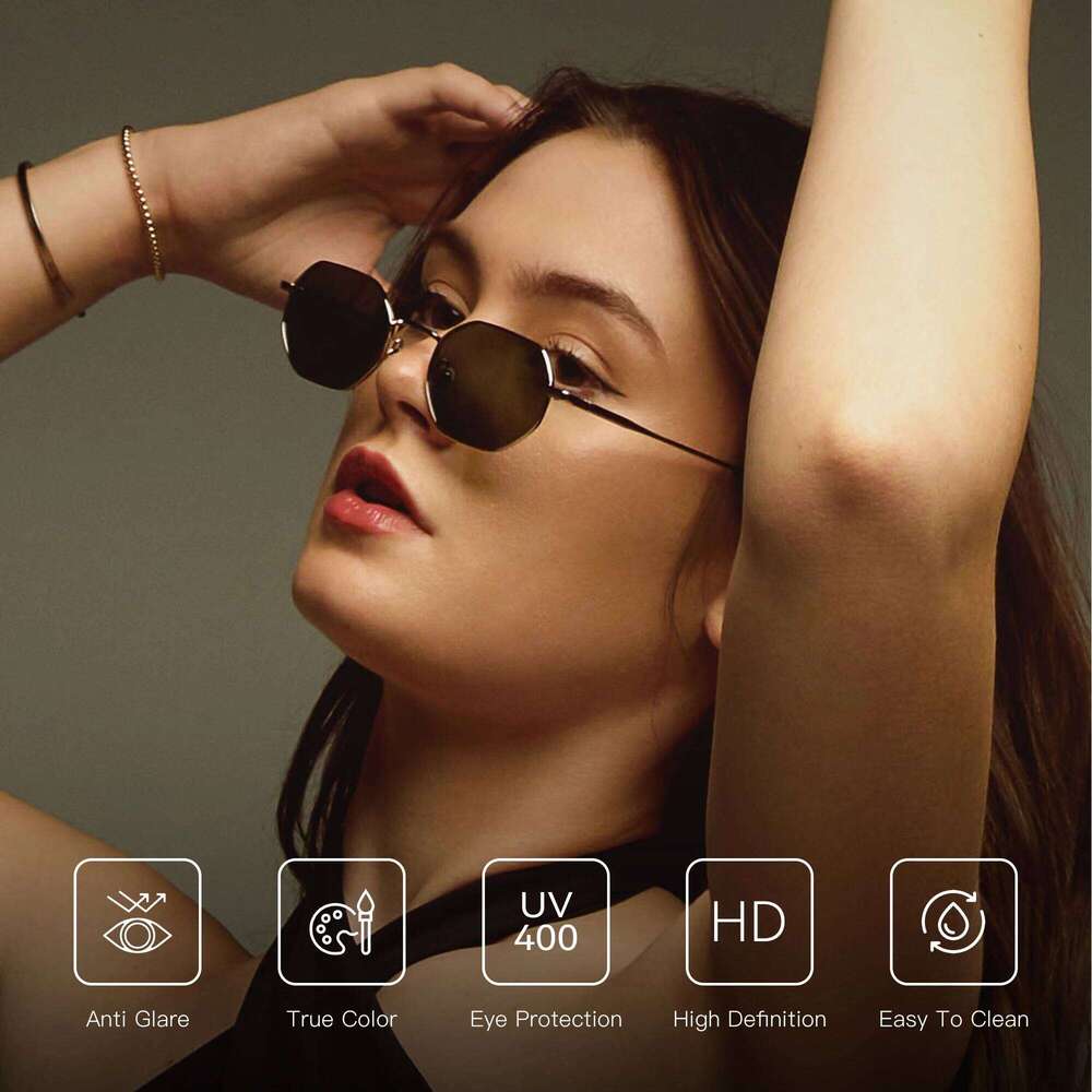 ZENOTTIC Retro Small Polygon Polarized Sunglasses Women Metal Sun Glasses Men Anti-Glare UV400 Goggles Driving Eyewear