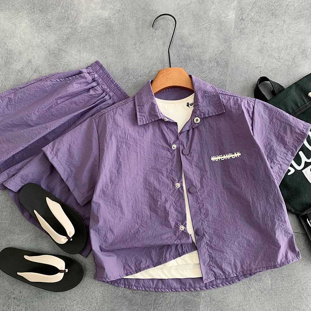 Childrens Summer Set Childrens Clothing Boys Korean Short Sleeved Shirt Casual Five Piece Pants Two-Piece Set Z250811