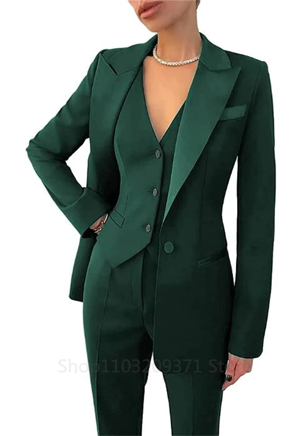 Fashion Plus Size Women Blazer 3 Pcs Elegant Long Sleeve Suit Jackets Vest and Straight Pants Female Business Outfits 250809