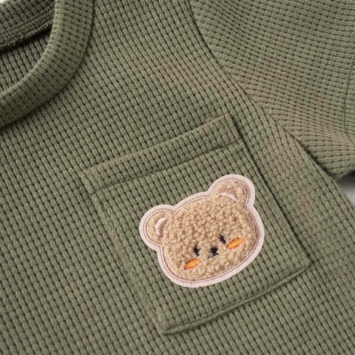 2024 Summer New Kids Suit Toddler Boys Girls Solid Color Suit Cute Bear Short Sleeve + Breathable Shorts 2pcs Comfortable Z250811