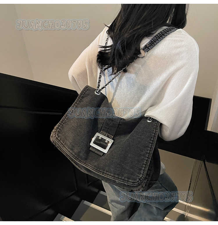 Style Simple Large Capacity Tote Bag Casual Denim Bag for Women 2025 Spring New Commuter Crossbody Bag H250809