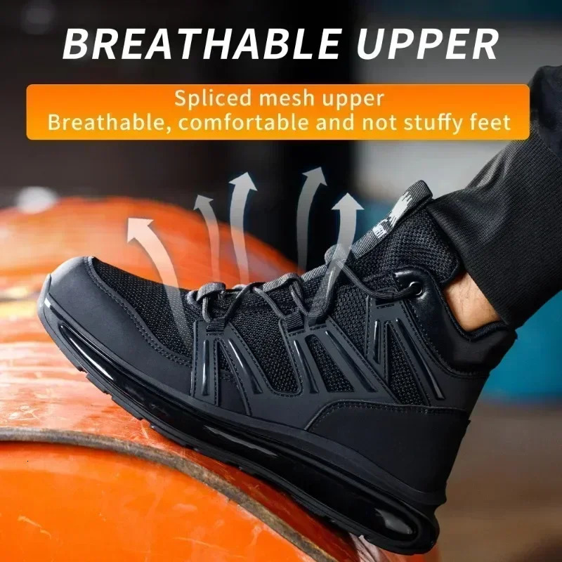 37-50 Fashion 2025 Safety Shoes Men Anti-smash Work Shoes Anti Slip Indestructible Shoes Protective Sneakers Men Boots 250805