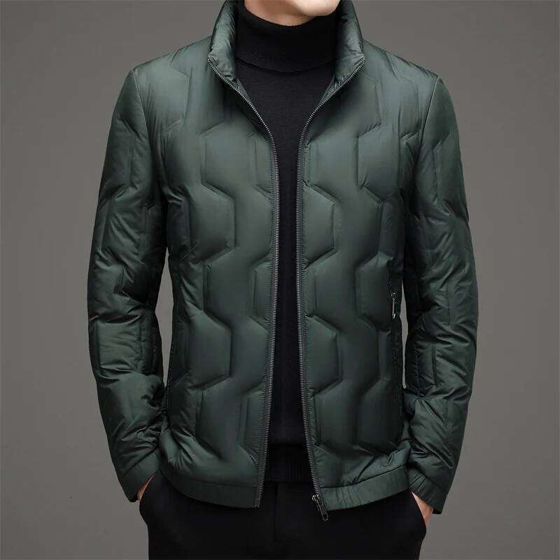 Casual Men's Lightweight Duck Jackets Solid Color Windproof Warm Puffer Coats Outwear Slim Stand Collar Tops Down Clothing