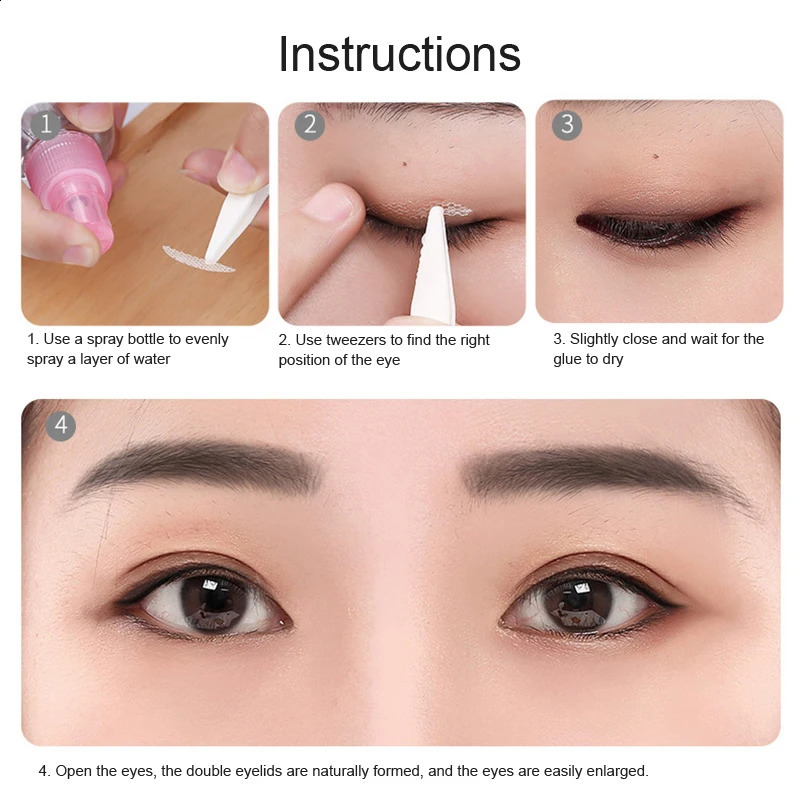 Lace Double Eyelid Tape Invisible Natural Water-adhesive Double Eyelid Stickers For Hooded Droopy Uneven Small Eyes Makeup Tools 250807