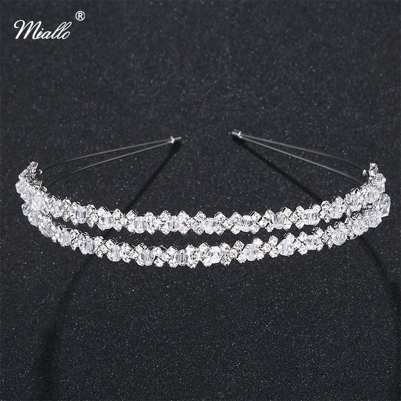 Miallo Crystal s Hairbands Tiaras Beads Crowns Wedding Party Prom Hair Accessorie Girls Fashion Head Jewelry 250804