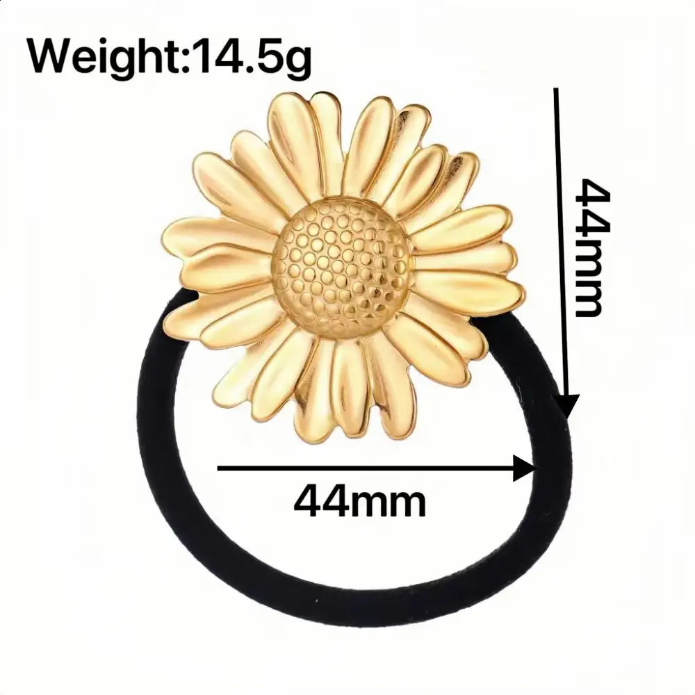 stainless steel golden chrysanthemum tail hair accessory fashionable and personalized womens elastic headband gift 250804