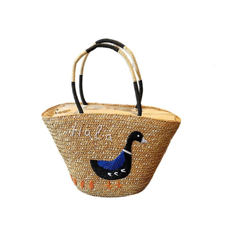 Summer Beach Vacation Straw Woven for Women 2025 New Large Capacity Tote Basket Bucket Bag ddmymoon