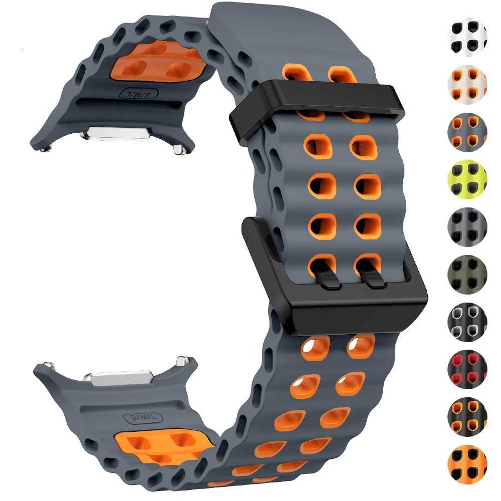 Nev Marine Silicone Strap For Samsung Watch Ultra 47mm Bracelet No Gaps Sport Two-tone Band For Galaxy 7 Ultra Watchband Straps W250811