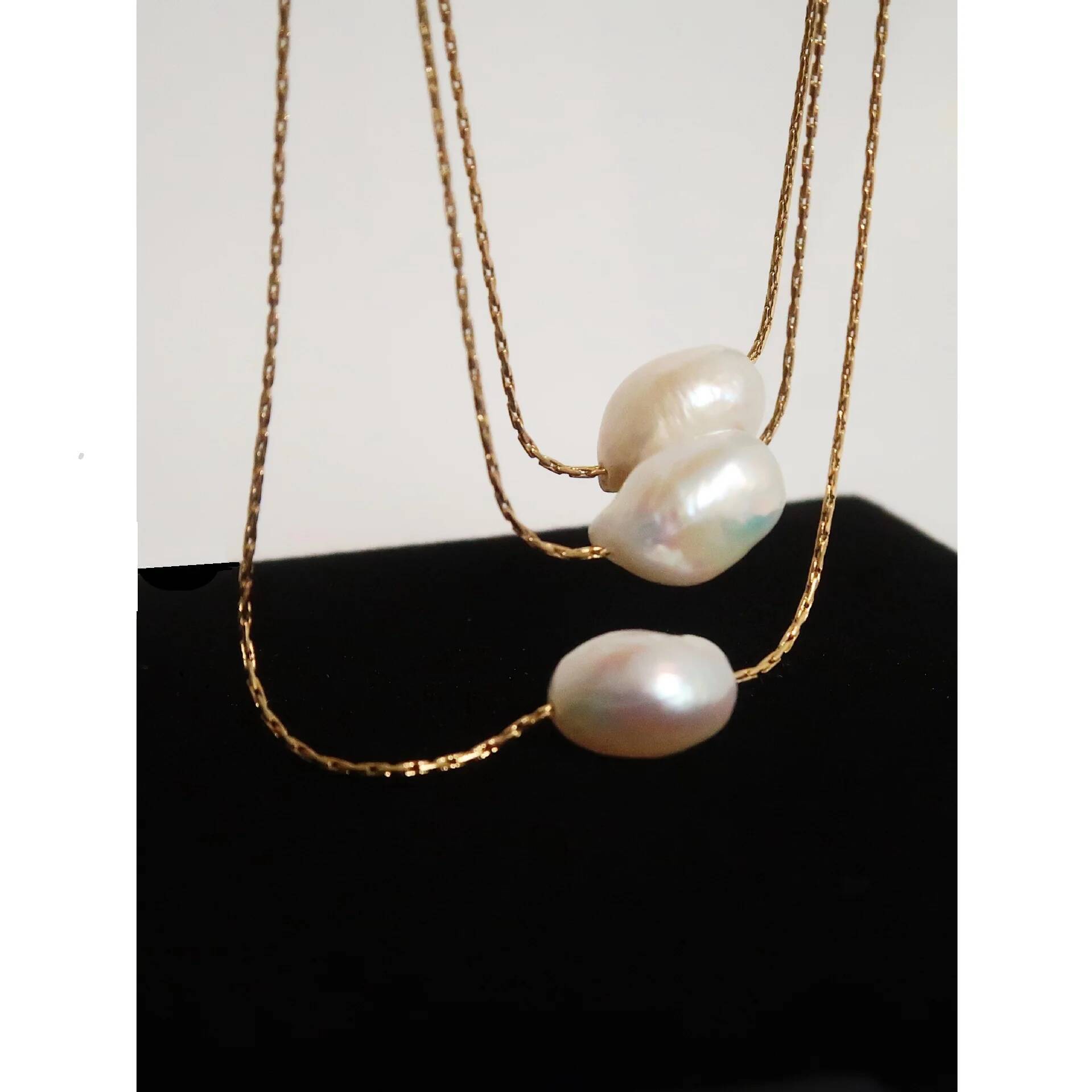 S Irregular Freshwater Pearl Pendant Minimalist Fashion Necklace Waterproof Trendy Simple Stylish Jewelry Women