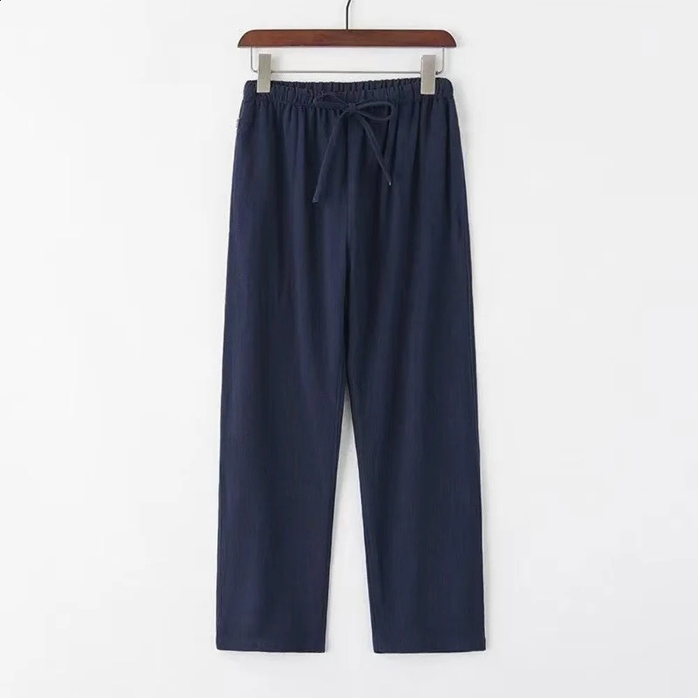 Mens Beach Pants Joggers Streetwear Cotton Linen Sweatpants Casual Pants Hawaiian Vacation Loose Summer Straight Pants Male 250809