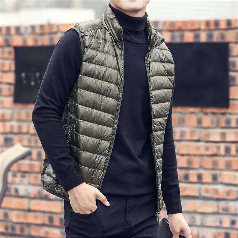 Men's Sleeveless Puffer Jackets Fashion Brand Men New Winter Casual Lightweight Down Duck Vest Coats Male