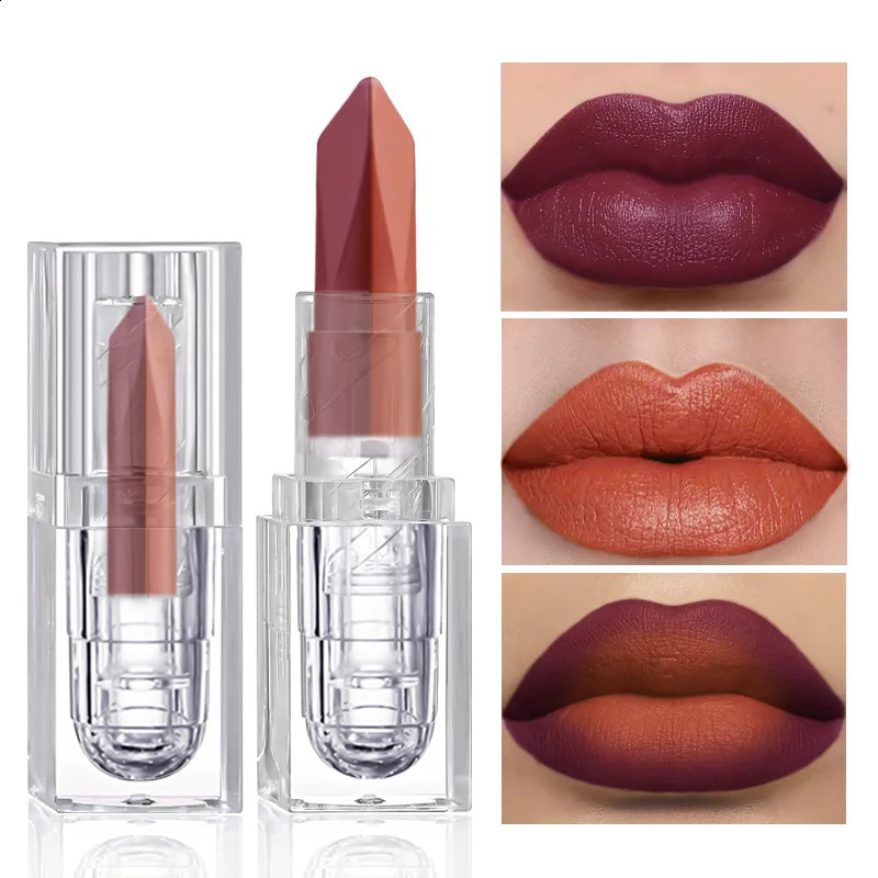 Orange Lipstick Lip Glaze Silky Smooth Matte Lip Gloss Carrot Bright Color Lasting Lip Stick Sexy Women Cosmetics Makeup Product 250809
