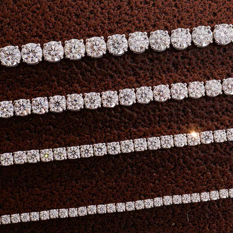 Wholesale Price 10k 14k 18k White Gold 2mm 3mm 4mm Iced Out D VVS Moissanite Diamond Bling Tennis Chain Bracelets for Women