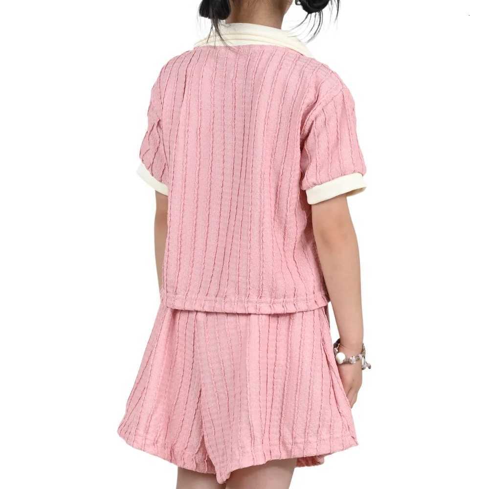 New Girls Clothes Set Children Cute Sweet Short Sleeved Top And Pants Summer Fashion Casual Kids Outdoor Sports Set Z250811