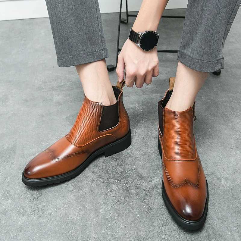 Golden Sapling Party Men Boots Casual Business Shoes Comfortable Chelsea Boot Office Shoe Leisure Flats Slip-on Fashion Footwear W250811