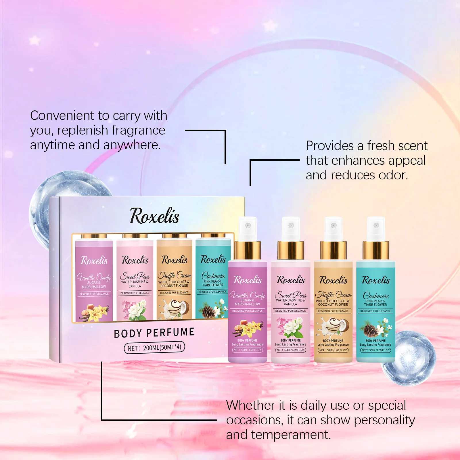 1set Roxelis Body Fragrance Perfume Spray Set Long Lasting Freshing Fruit Scent Daily Dating Glamor Flirting Elegant Perfume XJ250811