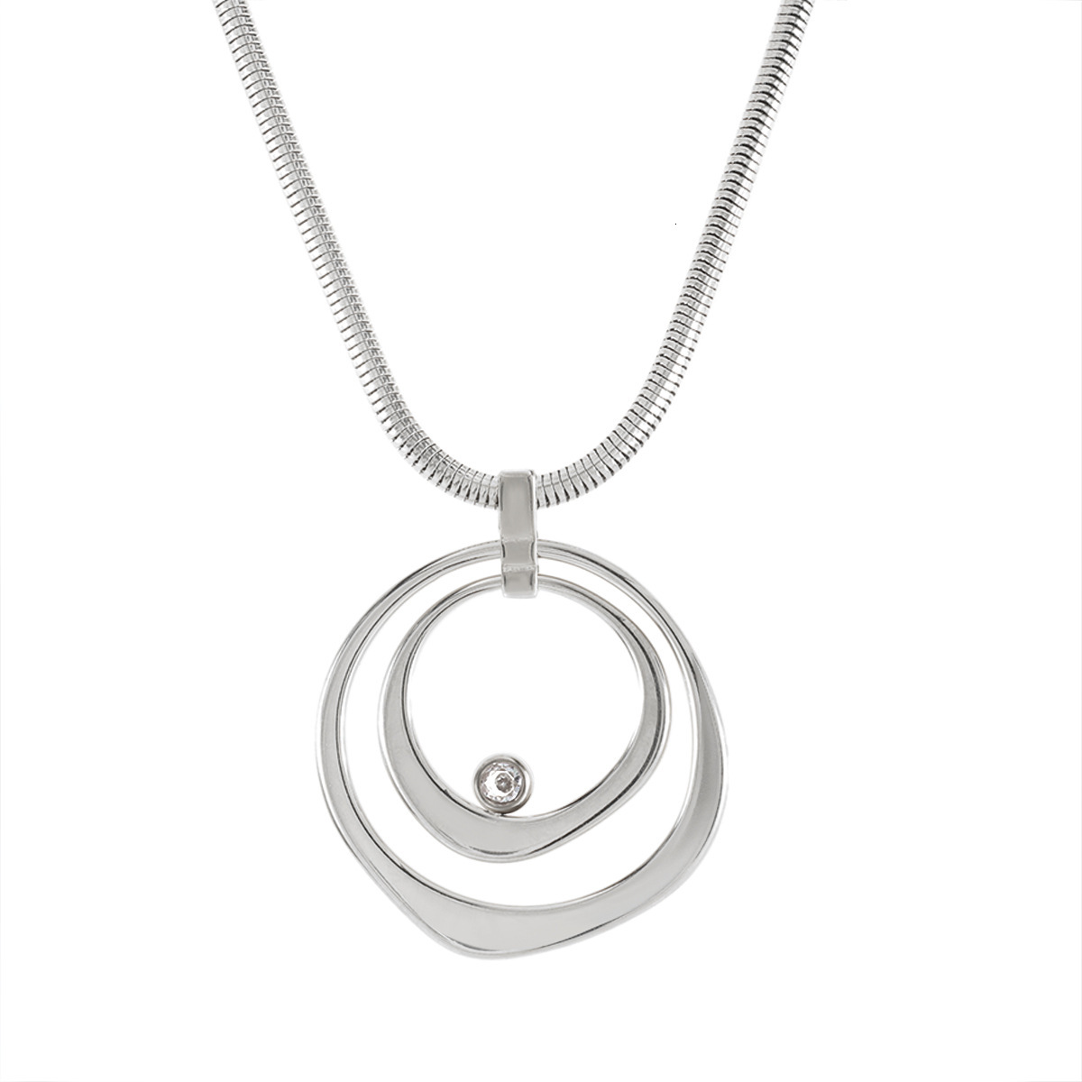 Free Shipping Designer Luxury Jewelry Electroplated 18K Gold Double Round Earrings With Diamond Inlay Geometric Pendant Necklace For Women's Fash