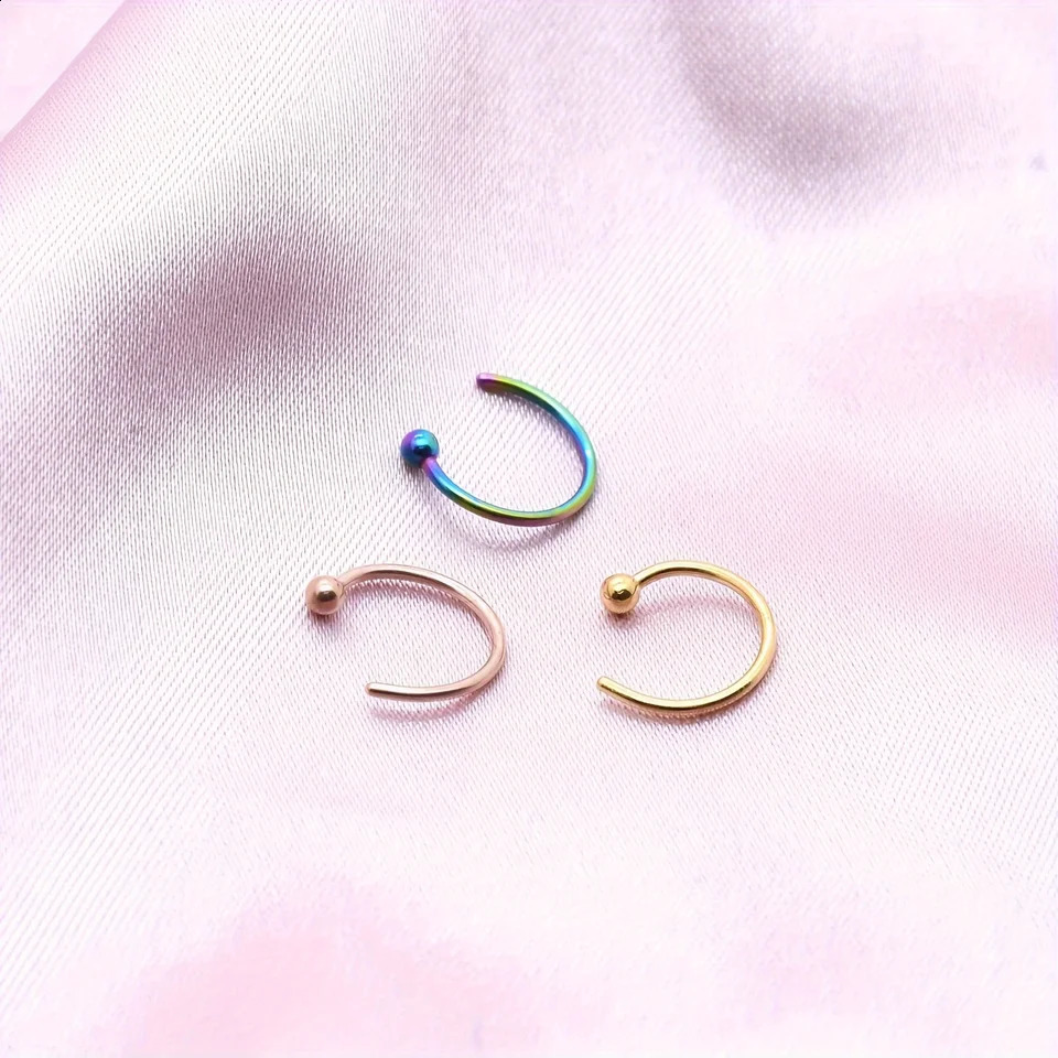 5pcs Hoop Nose Ring Set Minimalist Stainless Steel Lip Ring C-shaped Ear Nail Body Piercing Jewelry For Woman and Man 250807