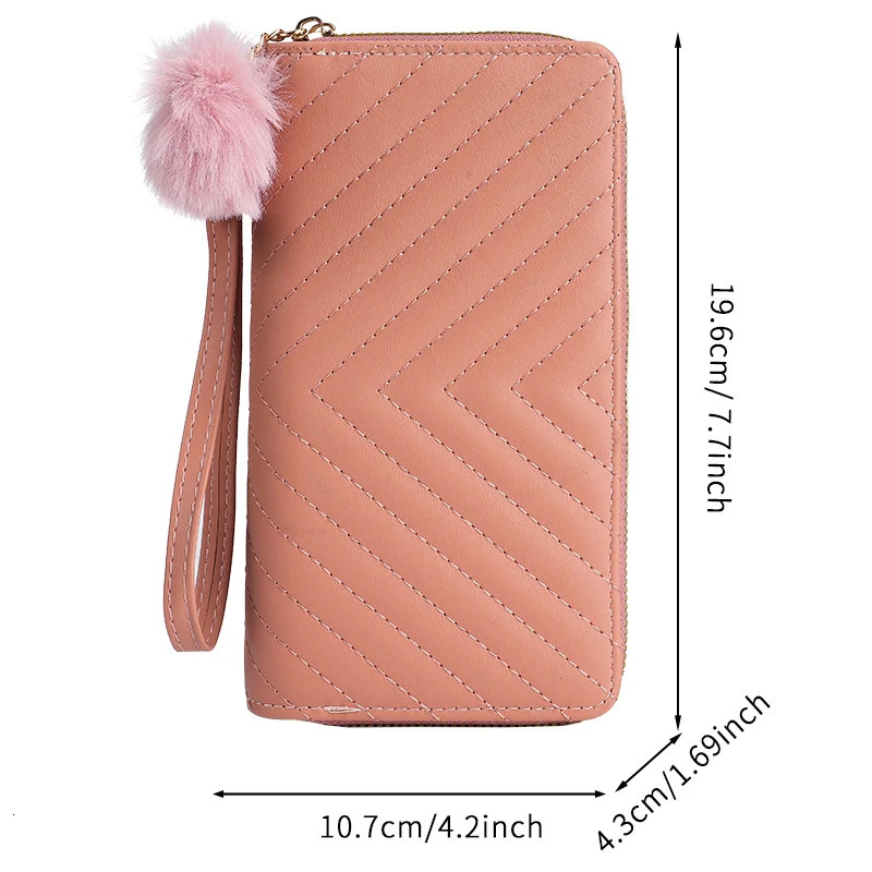 Crossborder ladies V embroidered long wallet Korean autumn and winter largecapacity multicard holding coin purse 250811